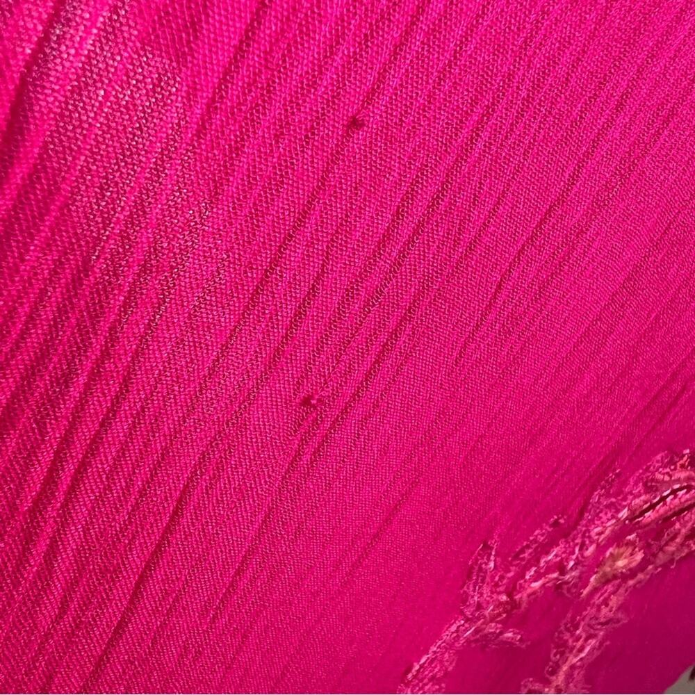 Chico's Fuchsia Floral Fringe Wrap - Picture 6 of 16